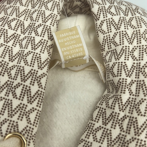 MICHAEL Michael Kors Logo Organic Cotton Blend Zip-Up Hoodie Bone - Picture 9 of 15